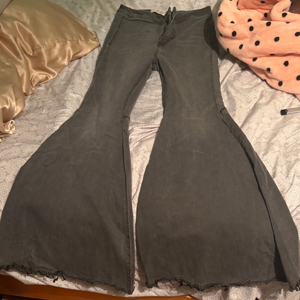 Free People Gray Flare & Wide Leg Jeans